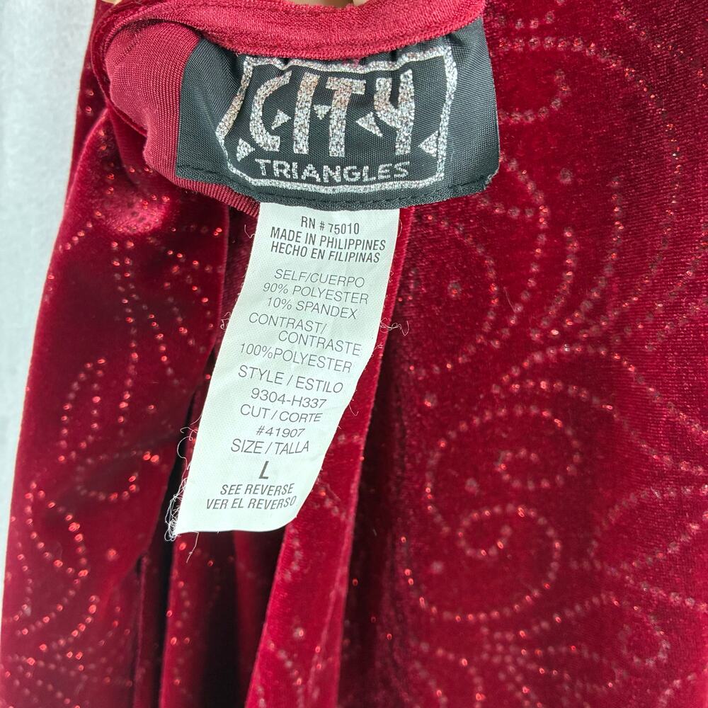 Vtg City Triangles Red Velvet Sparkle Halter Hi Low Dress Prom Gothic Ruffle Mob - Picture 6 of 11